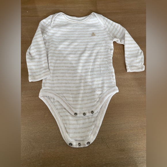 GAP & Old Navy Long Sleeve Bodysuits - Beige & White Stripes & Raglan Pink 6-12M - Picture 4 of 6